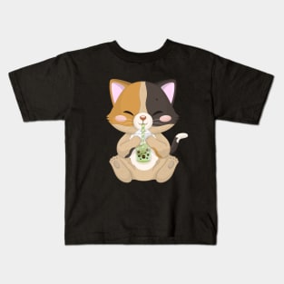 Bubble Tea Cat Kids T-Shirt